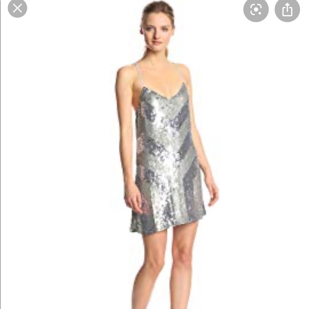 Parker  Catalonia Cevron gunmetal sequin dress XS